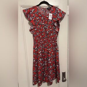 BRAND NEW WITH TAGS KATE SPADE NEW YORK Red Butterfly Print Dress with pockets.